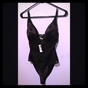 NWT size Small Black Lace and Satin bodysuit
